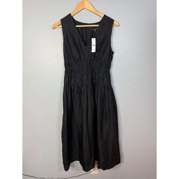 J.Crew Hyacinth V-neck dress in ramie Black‎ Petite Small NWT - Picture 2 of 7